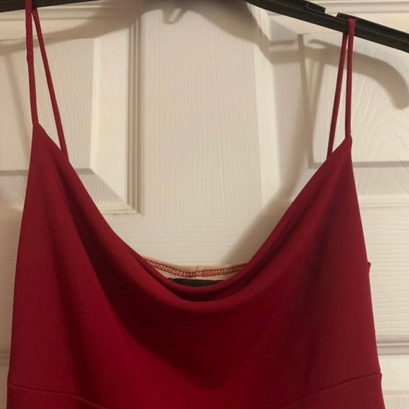 Red Cowl Neck Sleeveless Midi Dress - Picture 4 of 7